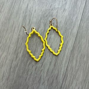 Yellow drop earrings with glitter